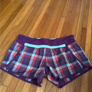 lululemon athletica Purple and Red Plaid Athletic Shorts